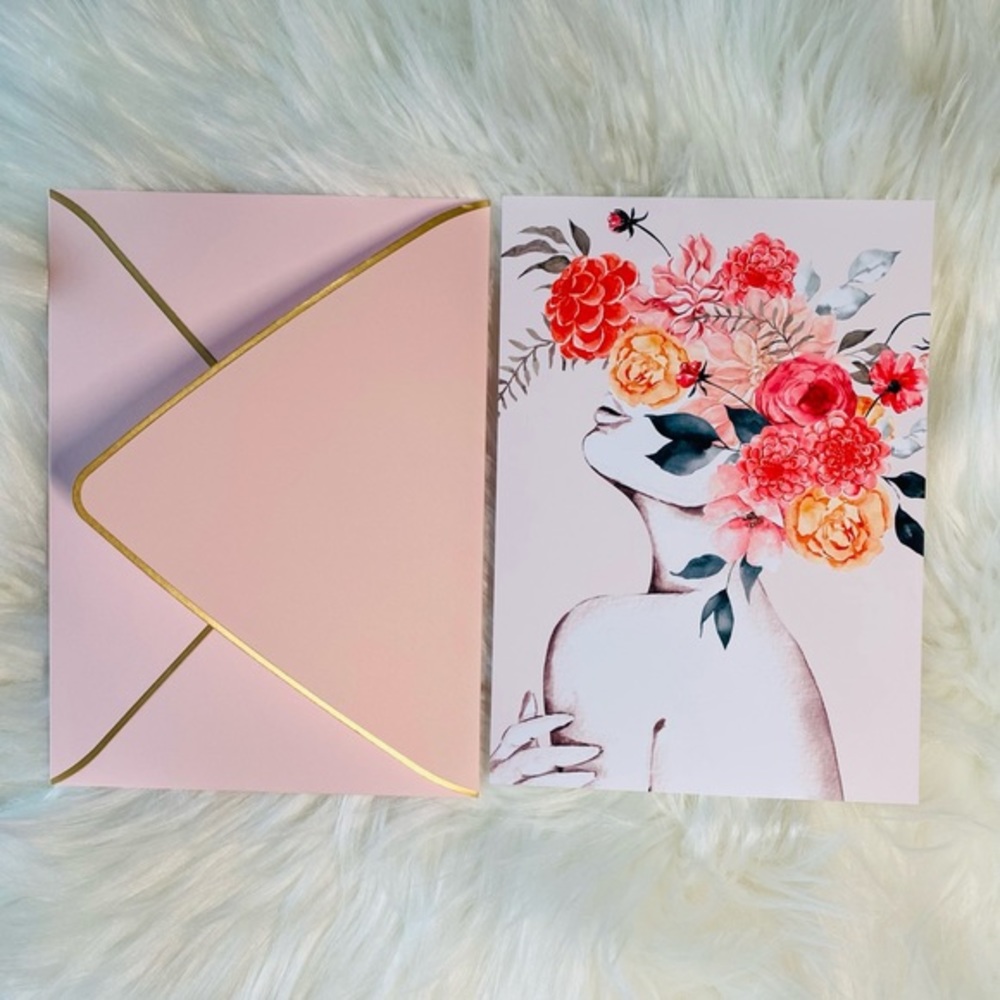 Set of Five Floral Women Elegant Greeting Cards & Luxury Envelo… - Picture 7 of 16